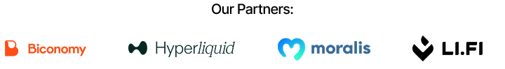Our partners: Biconomy, Hyperliquid, Moralis, LI.FI